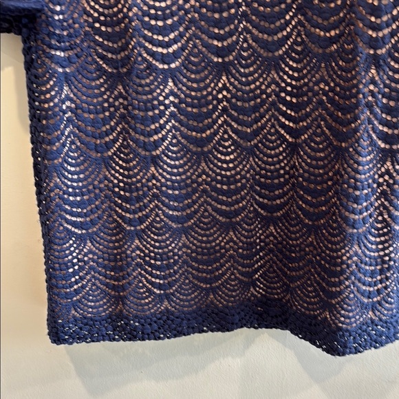 🌴 Lilly Pulitzer Navy crochet dress bell sleeves w stretch fully lined body XL - Picture 5 of 11